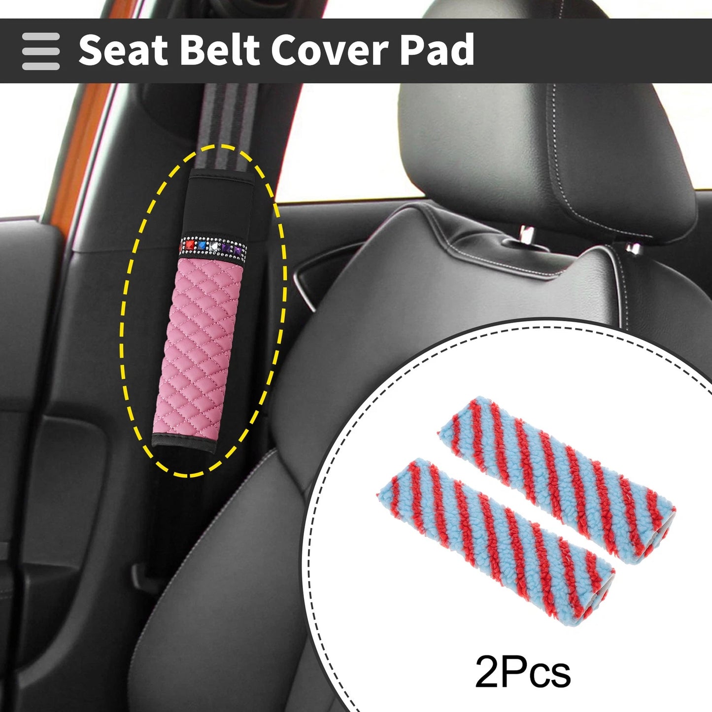 Set of 2 Seat Belt Cover Pads for Universal Fit (24 cm)