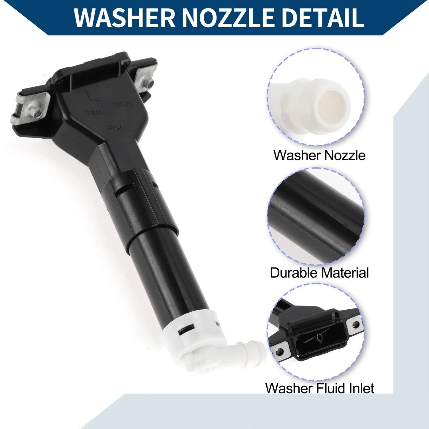 Front Driver Side Headlight Washer Nozzle for Honda Civic (2005-2011) 1 x Black
