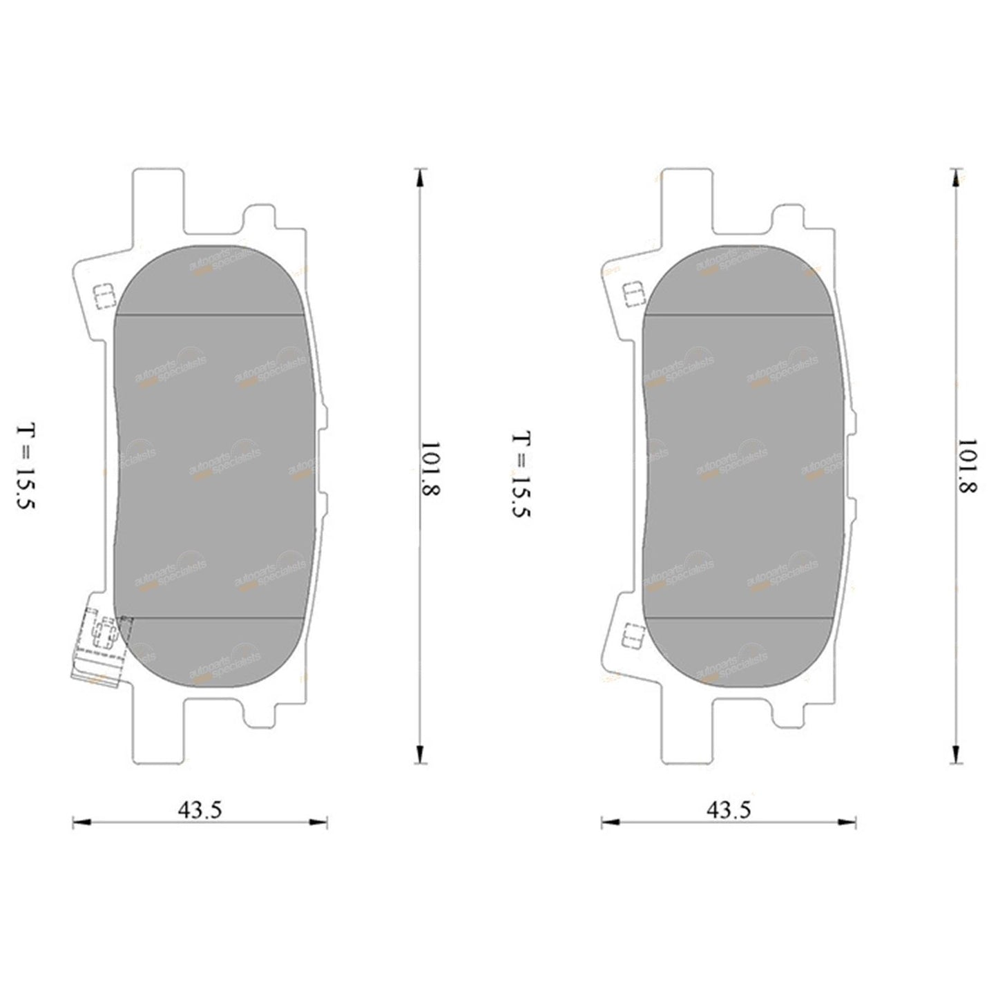 Set of 4 Rear Disc Brake Pads for Lexus RX350 (2006–2008)