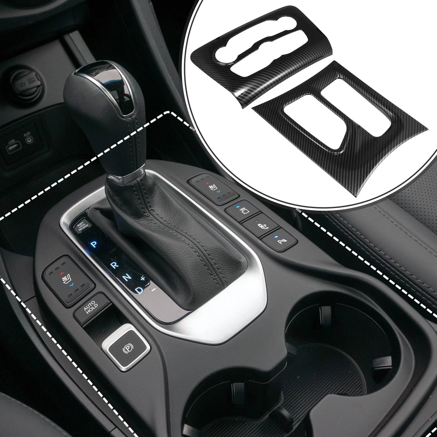 Carbon Fiber Central Control Gear Shift A/C Panel Trim for Dodge Charger (2015-2022)