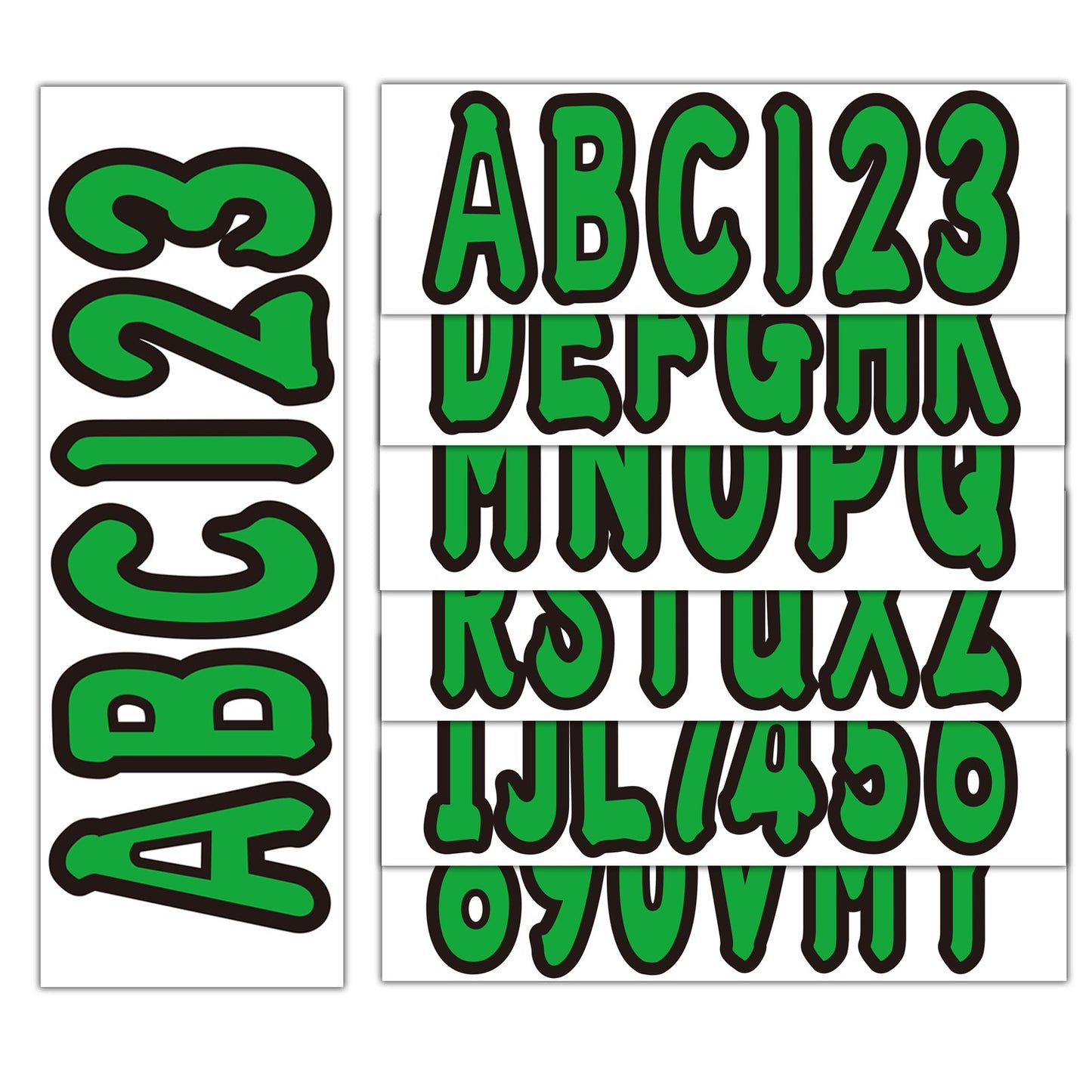 Set of 4 Green Marine Boat Decals A-Z & 0-9 (3")