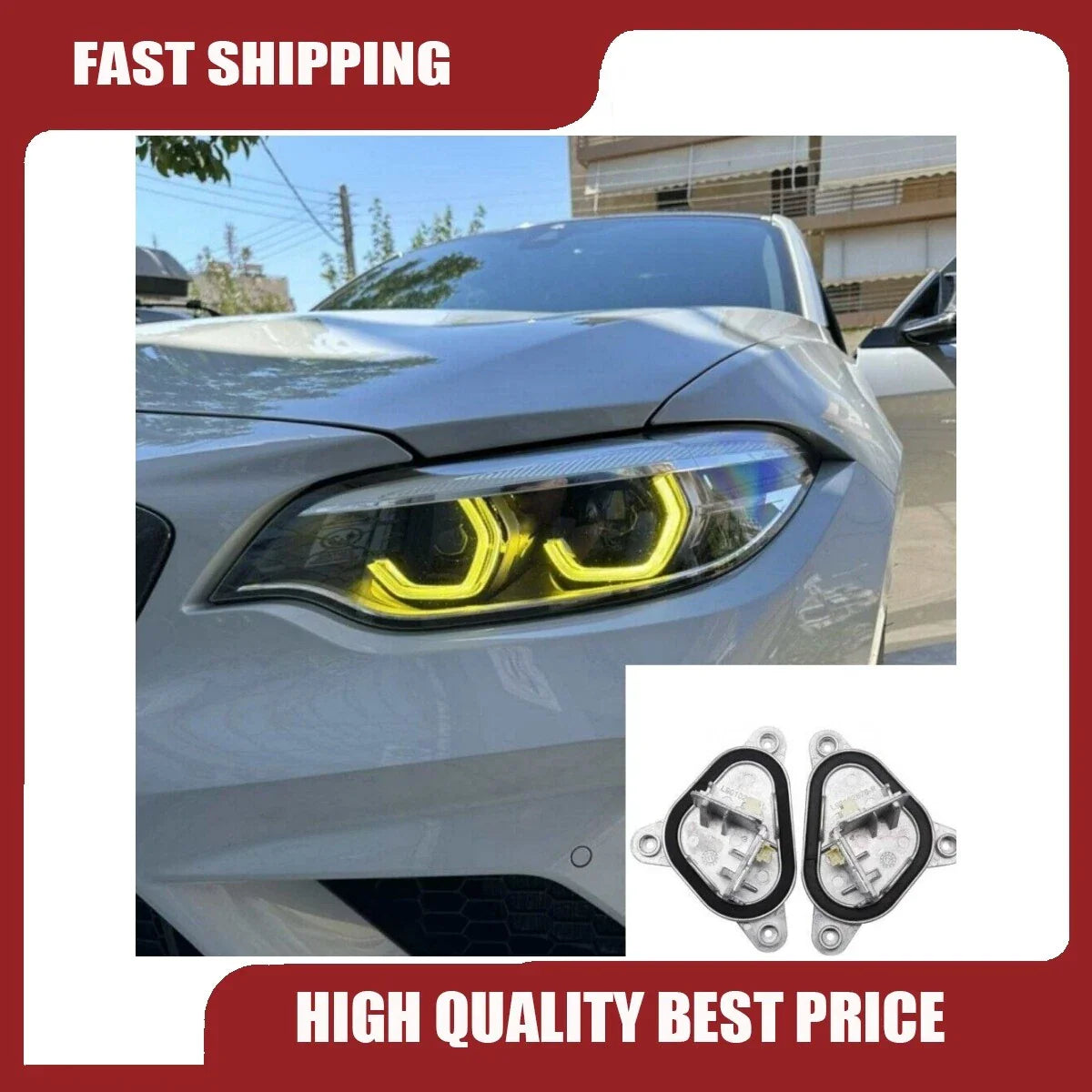 2 x Yellow Angel Eyes DRL LED Headlights for BMW F22/F23/F87 (2014–2020)