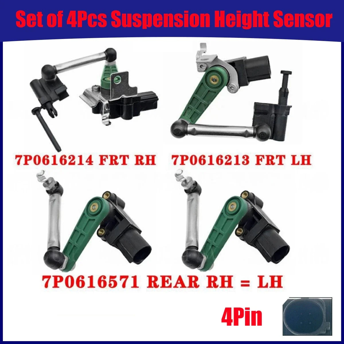 Set 4Pcs Front Rear Suspension Height Sensor for Volkswagen Touareg (2011–2018)