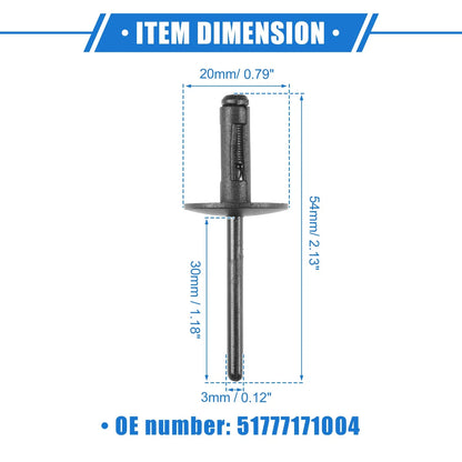 15 pcs Fender Liner Rivet for BMW X1 (2013-2023) Durable Plastic Black