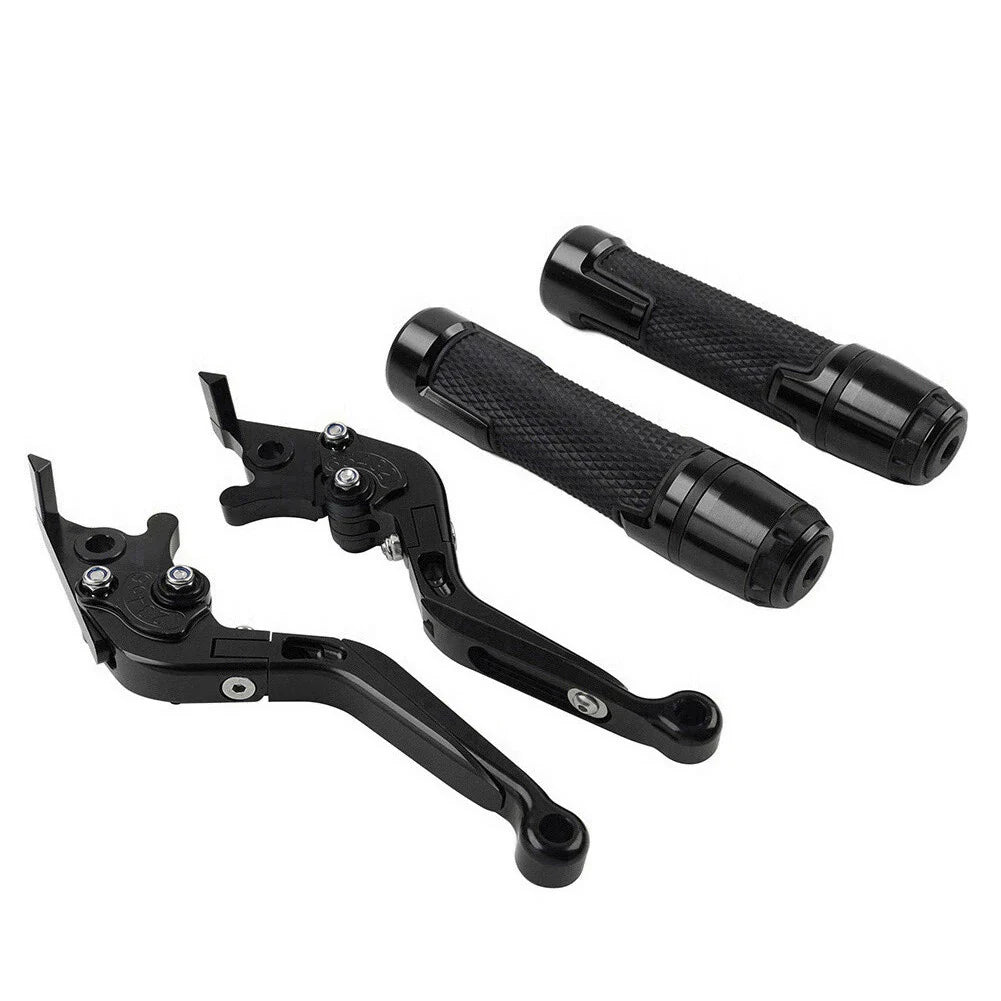 Black Extendable Brake Clutch Levers Grips Set for Suzuki GSXS125 (2017-2023)