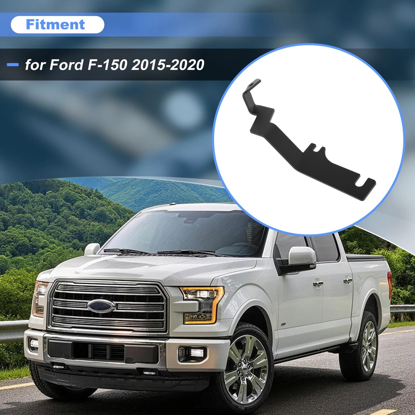 Headlight Hood Mount Bracket for Ford F-150 (2015–2020) 1 Pair, Black