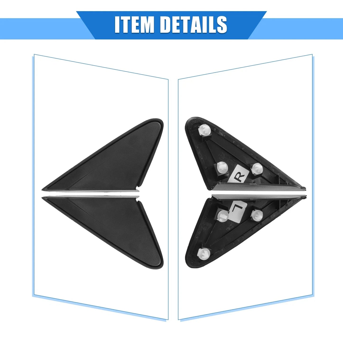 Left Right Side Rear View Mirror Corner Triangle Trim for Chevy Cruze (2011-2016)