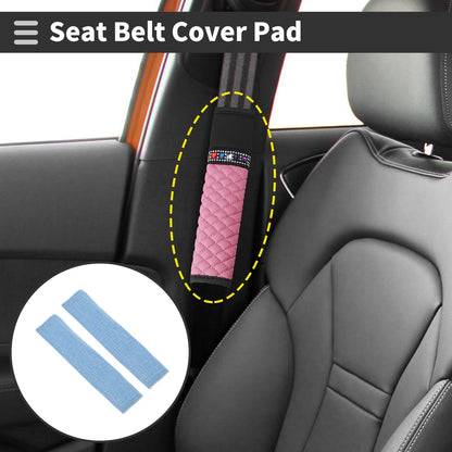 Set of 2 Light Blue Seat Belt Cover Pads for Universal Fit (24cm)