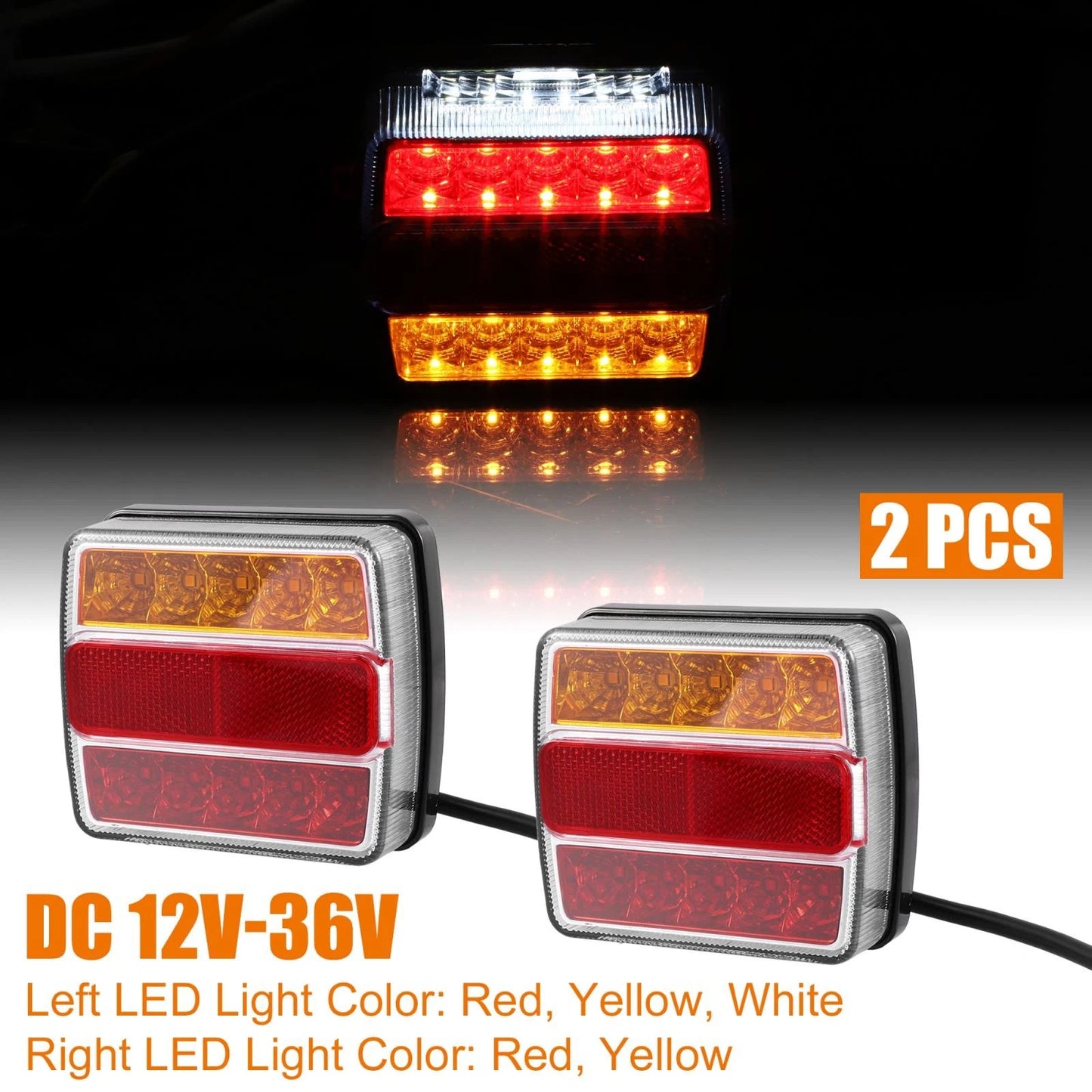 2X LED Turn Signal Brake Tail Lamp for Universal Vehicles (12V-36V)