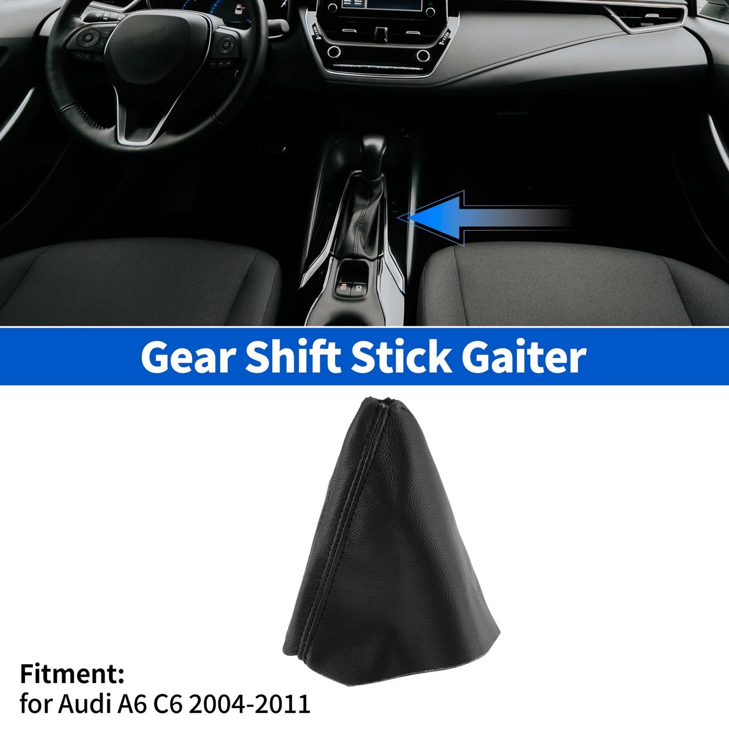Gear Shift Stick Gaiter for Audi A6 C6 (2004–2011) Black Leather