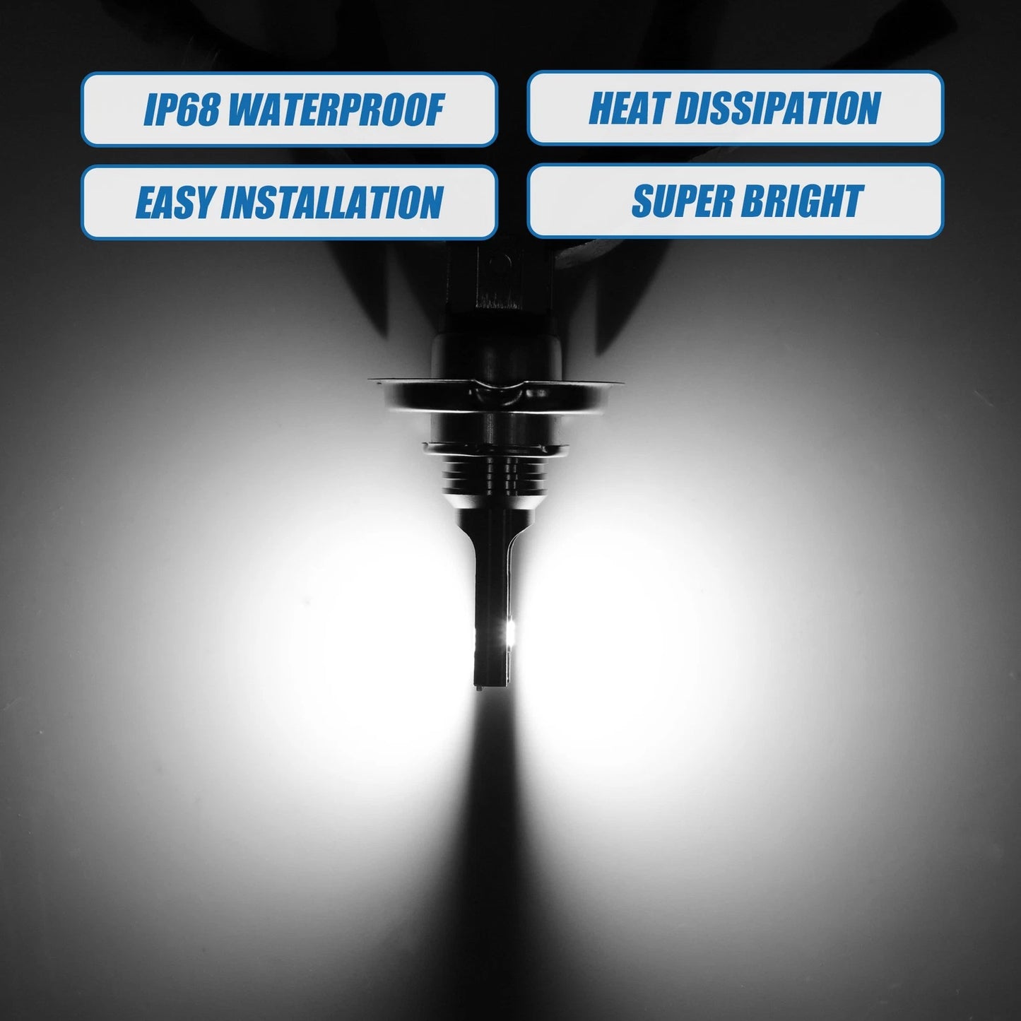 Set of 2 H4 LED Fog Light Bulbs for Auto Car (CSP Chips, White)