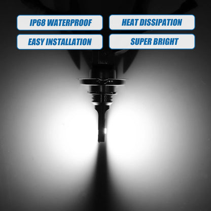 Set of 2 H4 LED Fog Light Bulbs for Auto Car (CSP Chips, White)