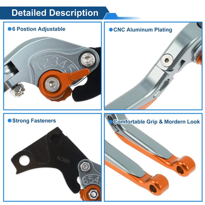 Brake Clutch Levers for BMW G310R (2017–2021) Titanium Handle Orange End 1 Pair