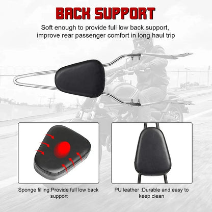 Chrome Sissy Bar Backrest Pad for Harley Sportster XL 1200 (2004-2016)