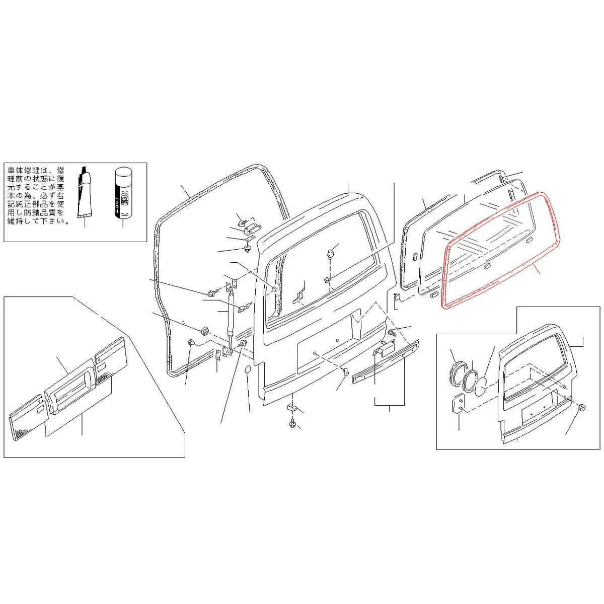 Rear Windshield Weatherstrip for Nissan Caravan Homy E24 (1997–2002)