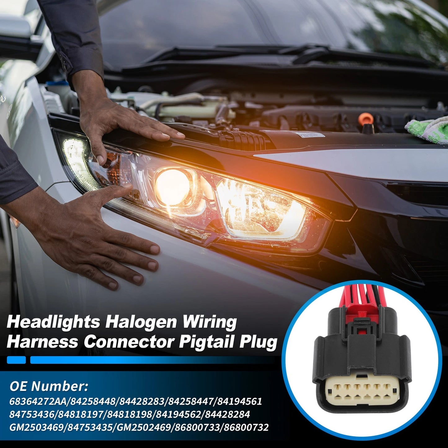 Headlights Halogen Wiring Harness Connector for Ram 1500 (2019–2021)