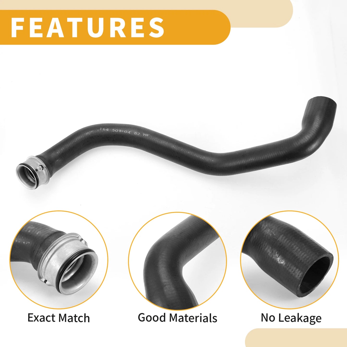 Radiator Hose for Mercedes-Benz ML350 (2006–2011) No.A1645010482 Rubber Black