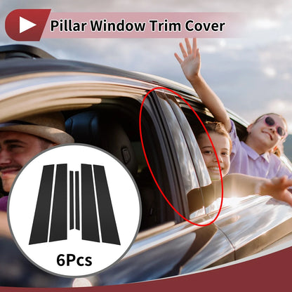 6 x Car Door Pillar Window Trim for Mercedes-Benz C-Class (2008-2014) Black