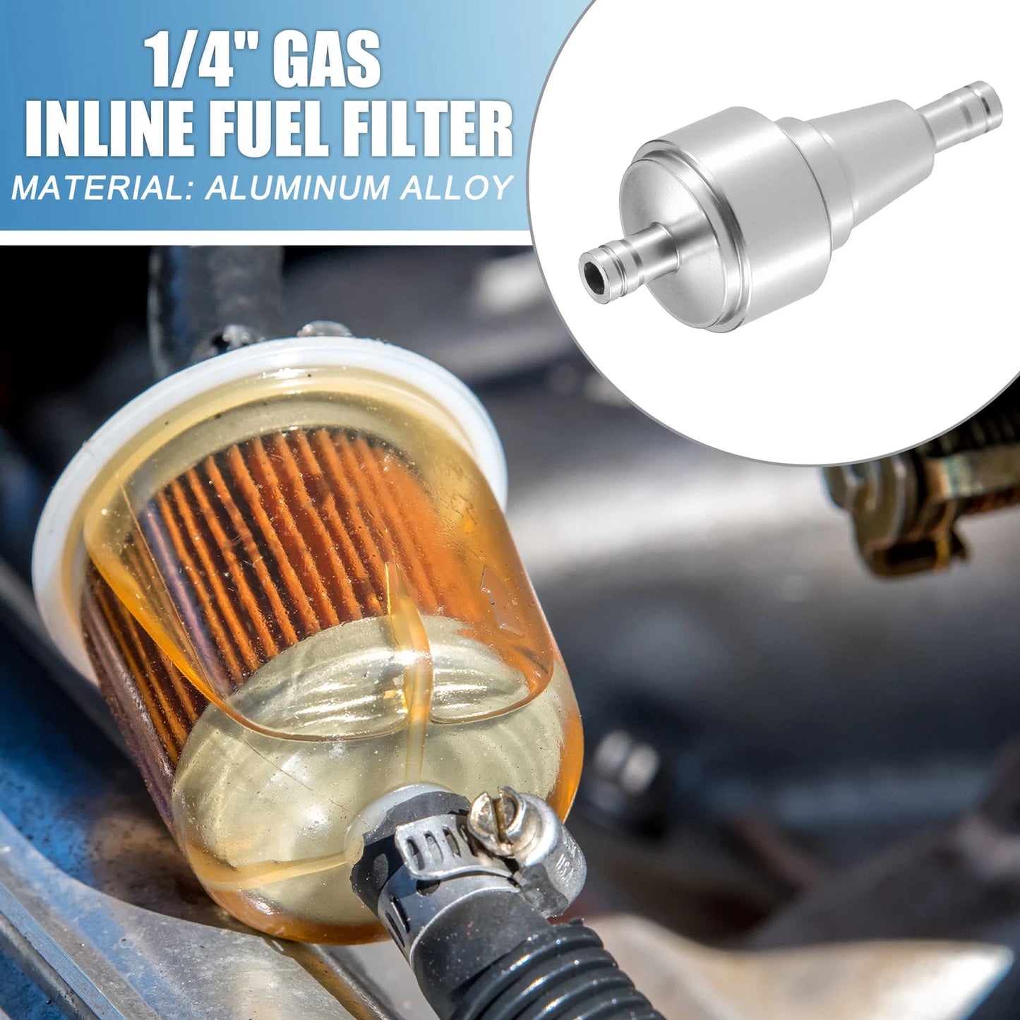 Universal Gas Inline Fuel Filter 6mm OD for ATV (Universal)