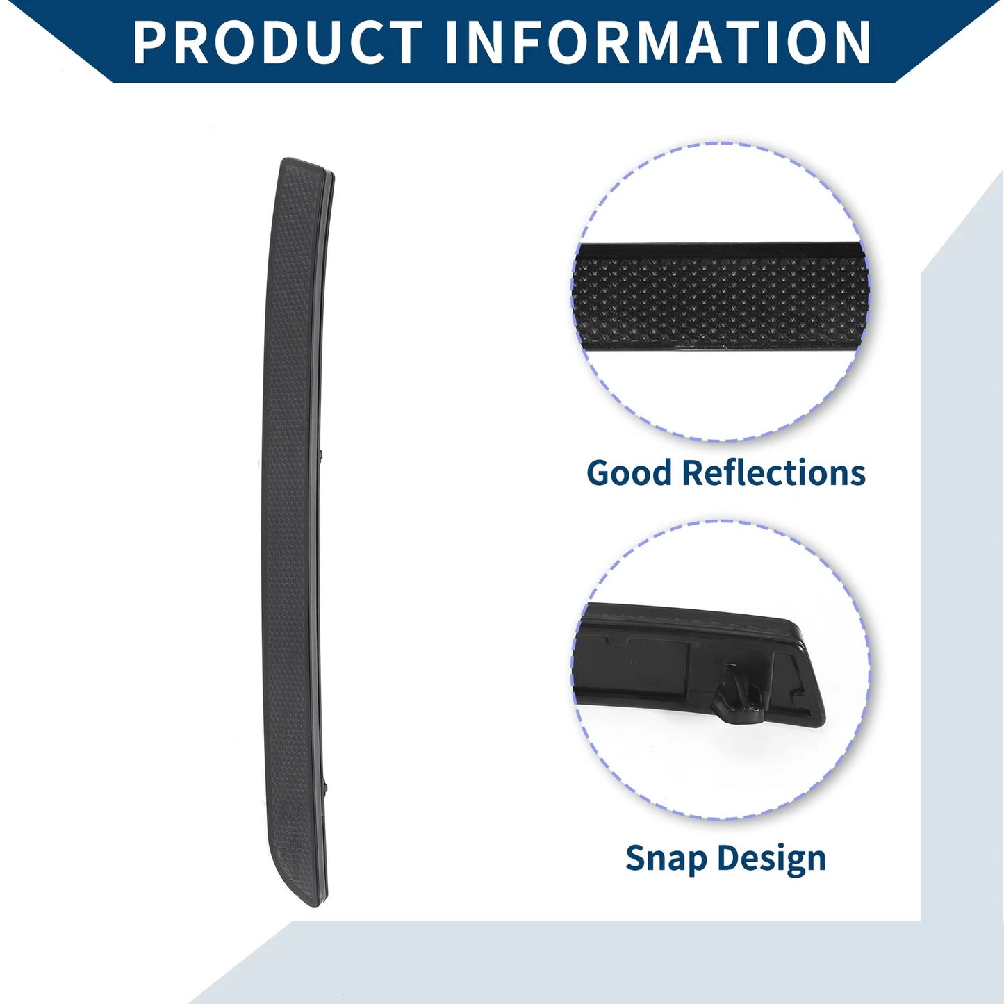 Rear Left Bumper Reflector No.7E0945105A for VW Transporter T5 (2012–2016) Black