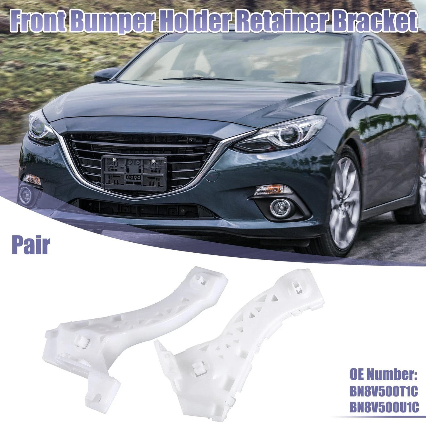 Set of 2 Front Bumper Mounting Support Brackets for Mazda 3 (2004–2006)