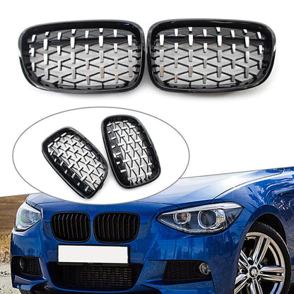 Front Mesh Grille for BMW 1 Series F20 (2011–2014) - Black, Diamond Style