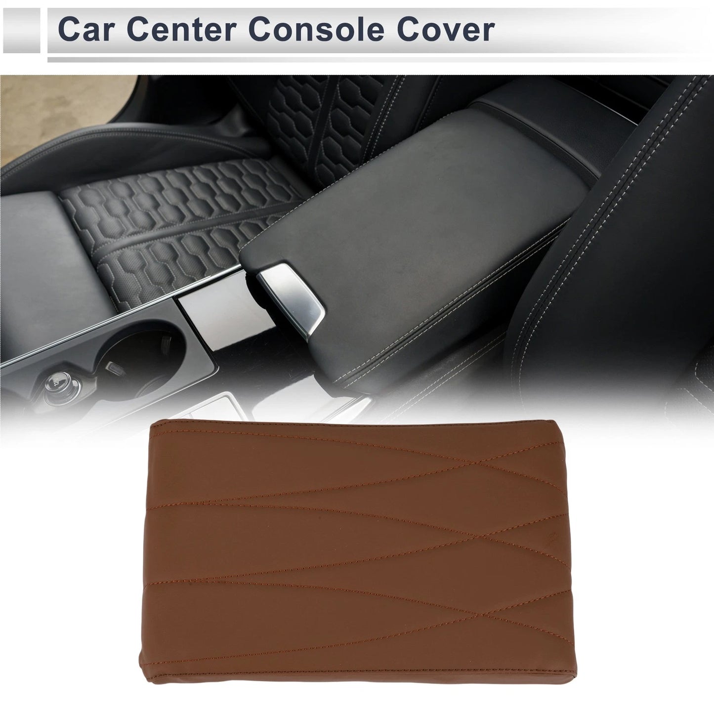 Center Console Cover for Car (12.6"x7.87"x1.97", Light Brown)