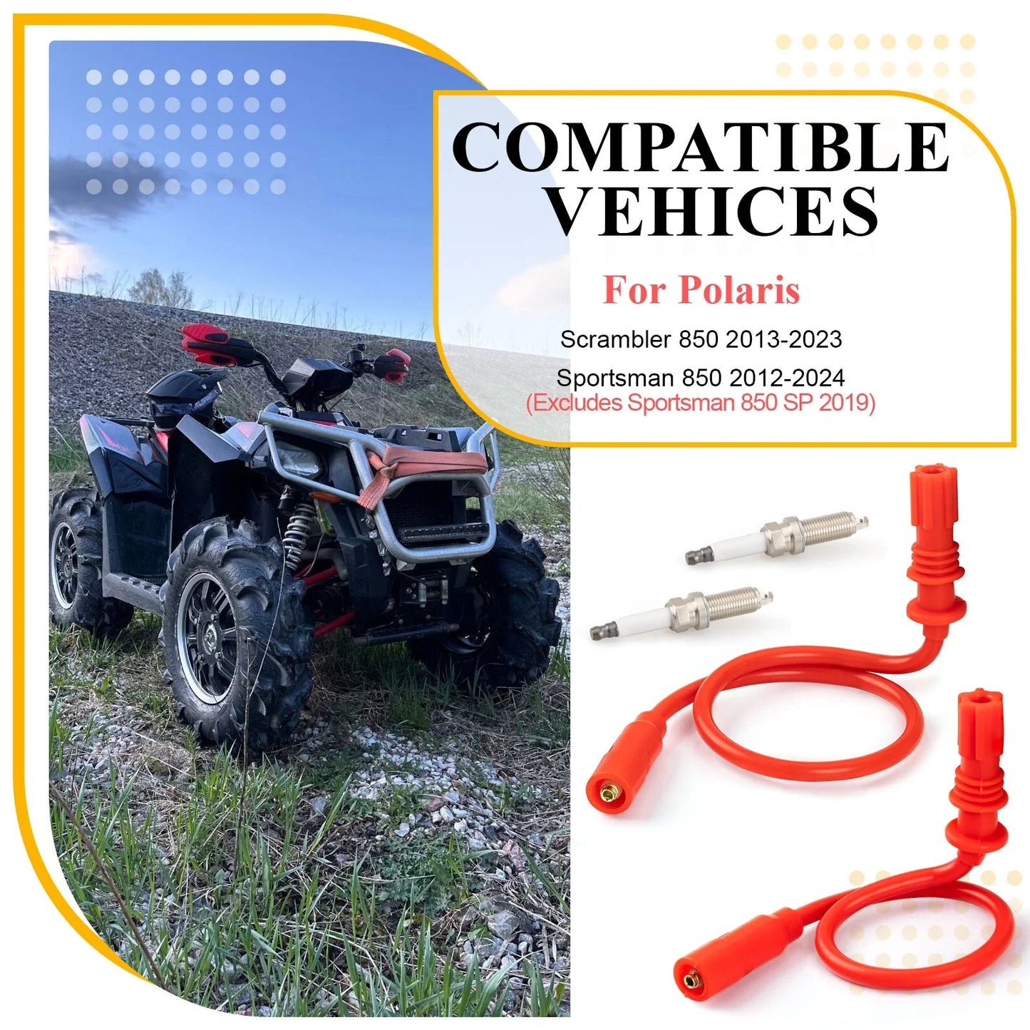 Spark Plug & Wire Cap for Polaris Scrambler Sportsman 850 (2012–2014)