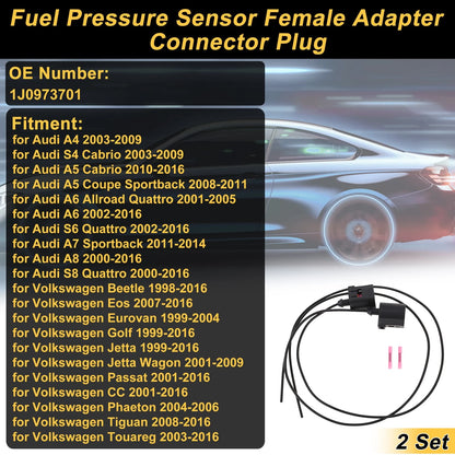 Set of 2 Fuel Pressure Sensor Connector Plug for Audi A4 (2003–2009) No. 1J0973701