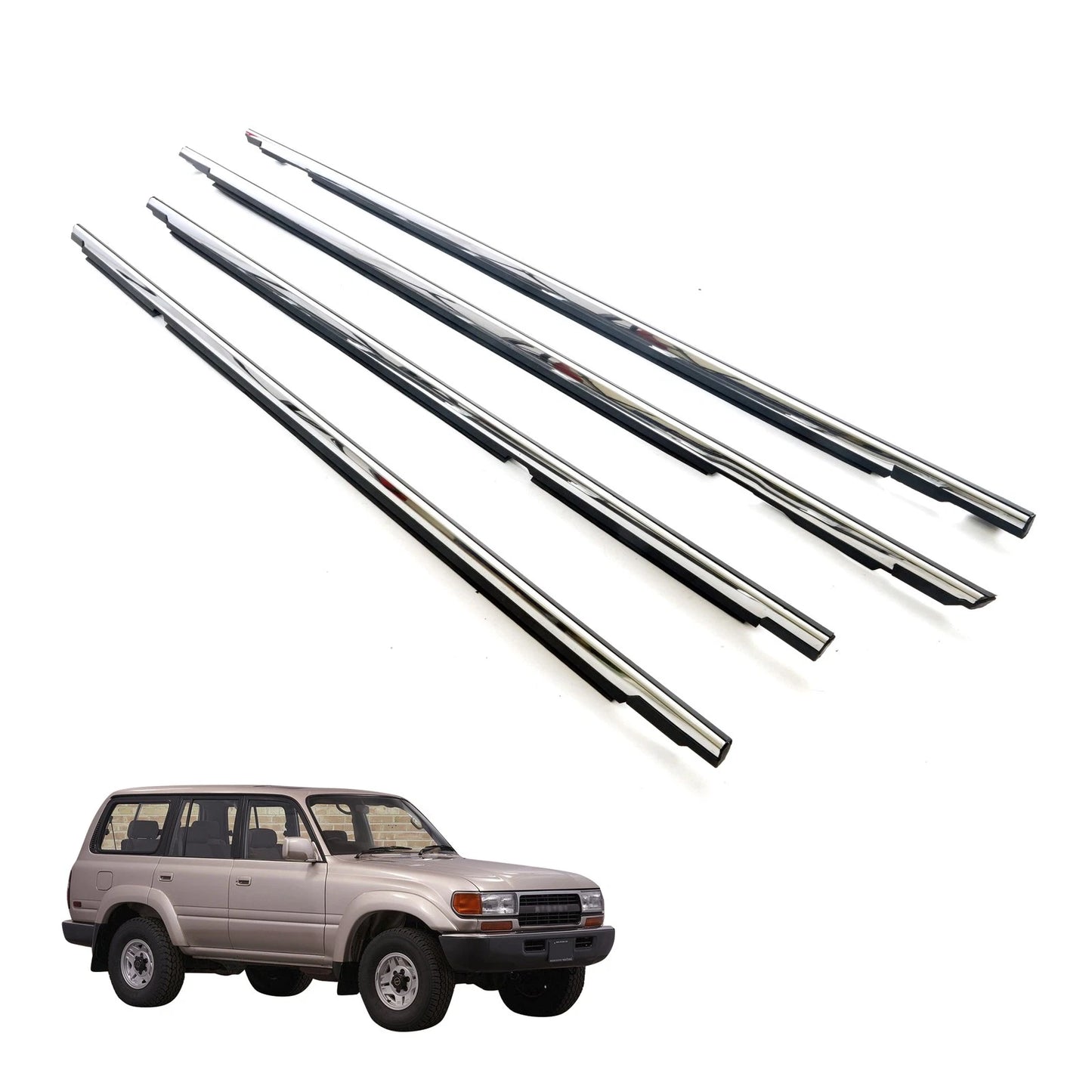 Set of 4 Door Belt Mouldings for Toyota Land Cruiser FJ80 (1990–2006)