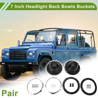 1 Pair 7" Headlight Buckets with Fixings for Mini Classic (Year Range)