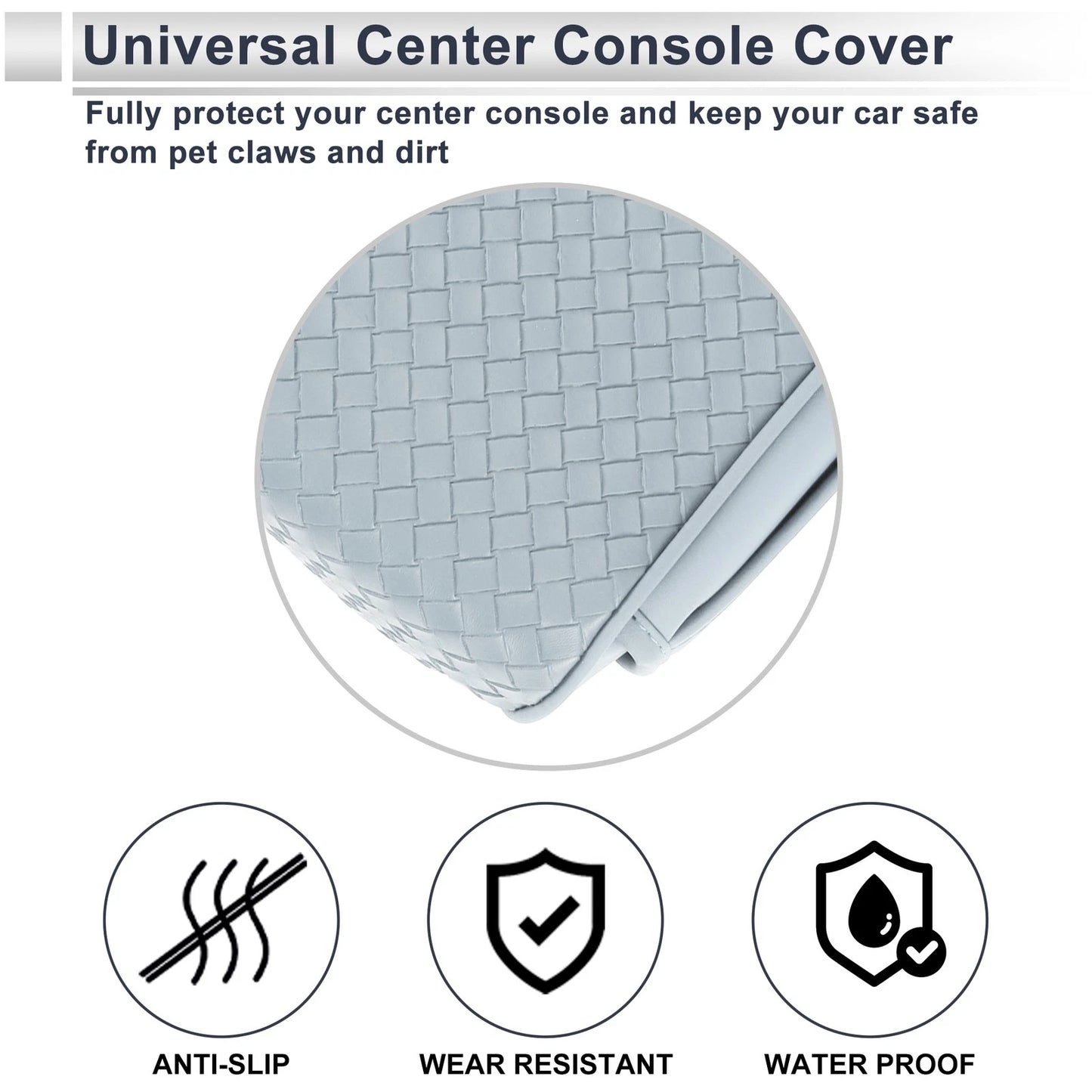 Center Console Cover for Car (13.78"x7.09"x2.76", Light Blue)