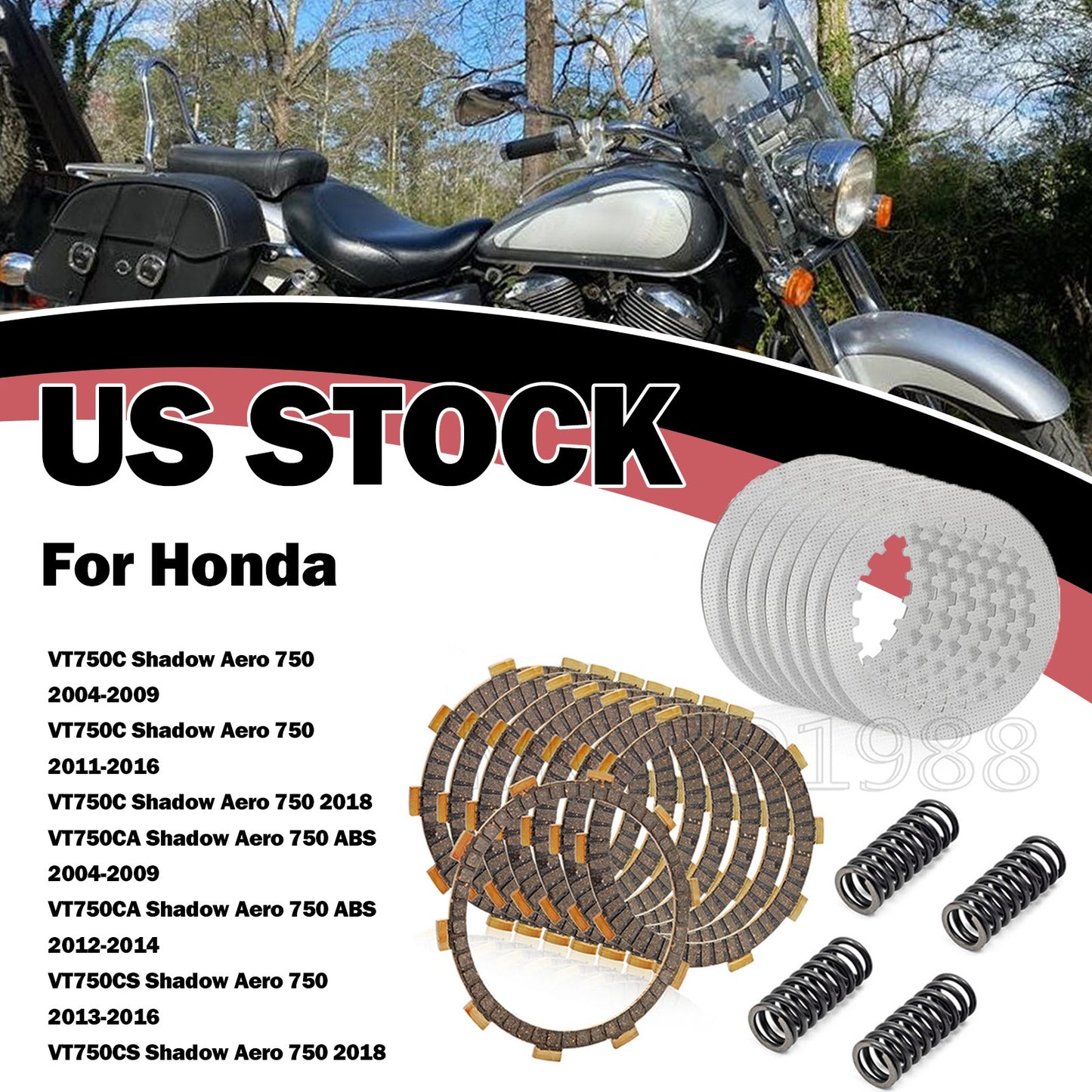 Clutch Friction Steel Plates for Honda VT750C Shadow ACE 750 (1998–2003)