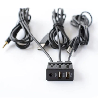 Dual USB 2.0 Car Charger with 3.3mm AUX Extension Cords