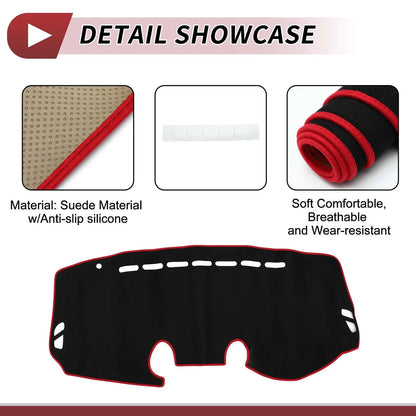 Dashboard Cover Mat for Mazda 2 Demio (2007–2014) Black Red Sun Protector