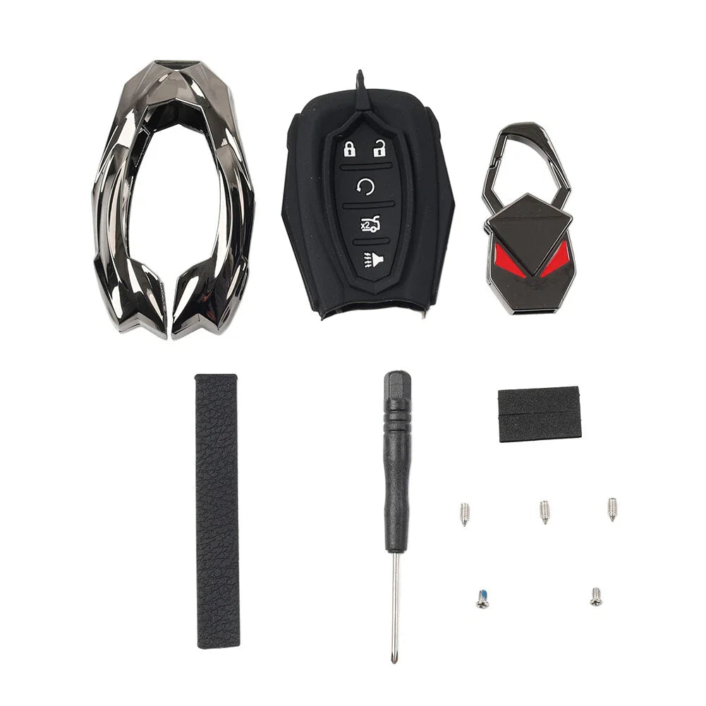 Silicone Black Key Fob Shell Cover for Chevrolet Camaro, Malibu, Cruze (2010-2023)