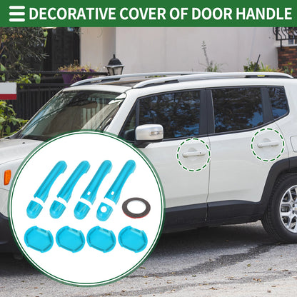 Set of 4 Exterior Door Handle Covers for Jeep Renegade (2015–2021) ABS Light Blue