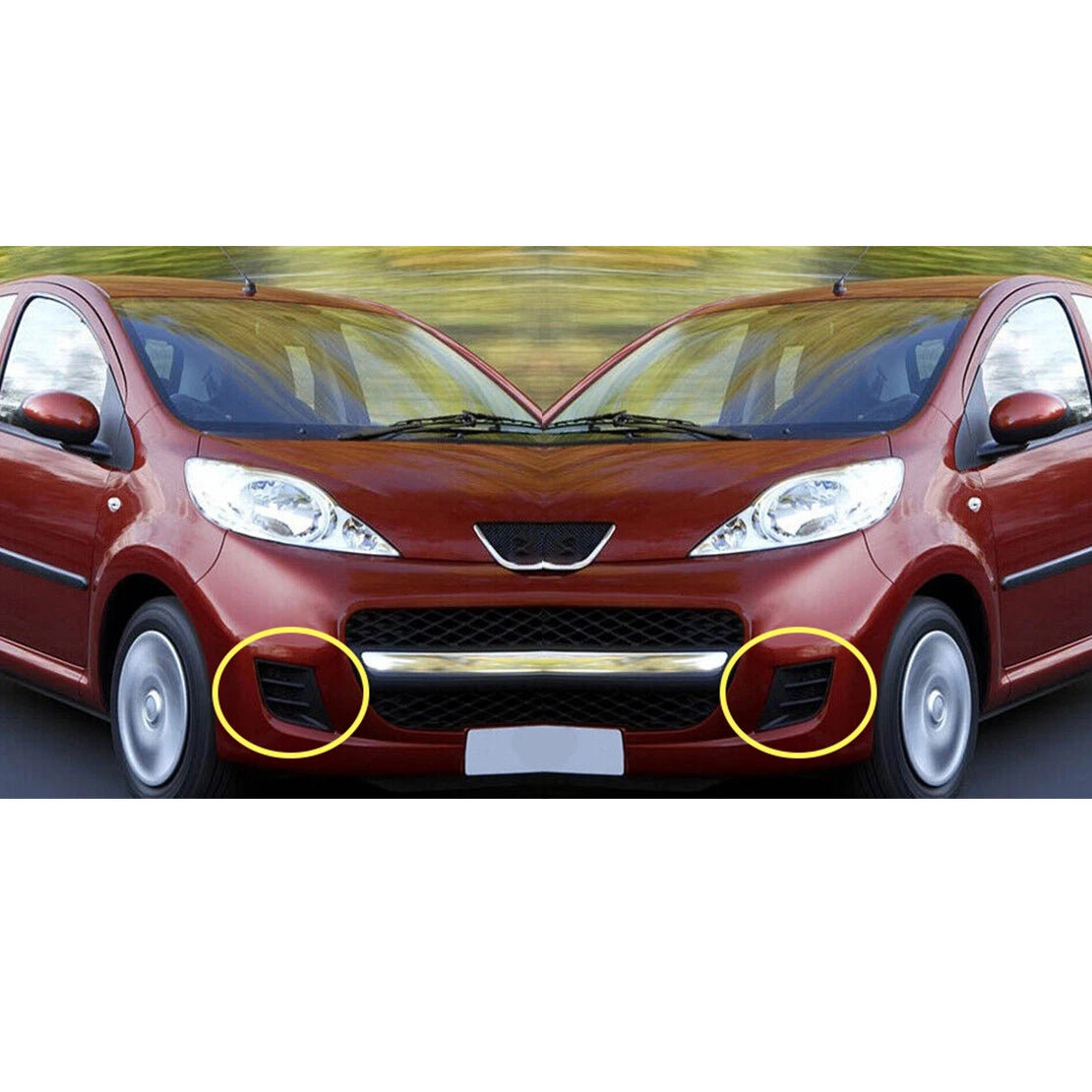 1 Pair Front Bumper Fog Light Grille Covers for Peugeot 107 (2009-2012)