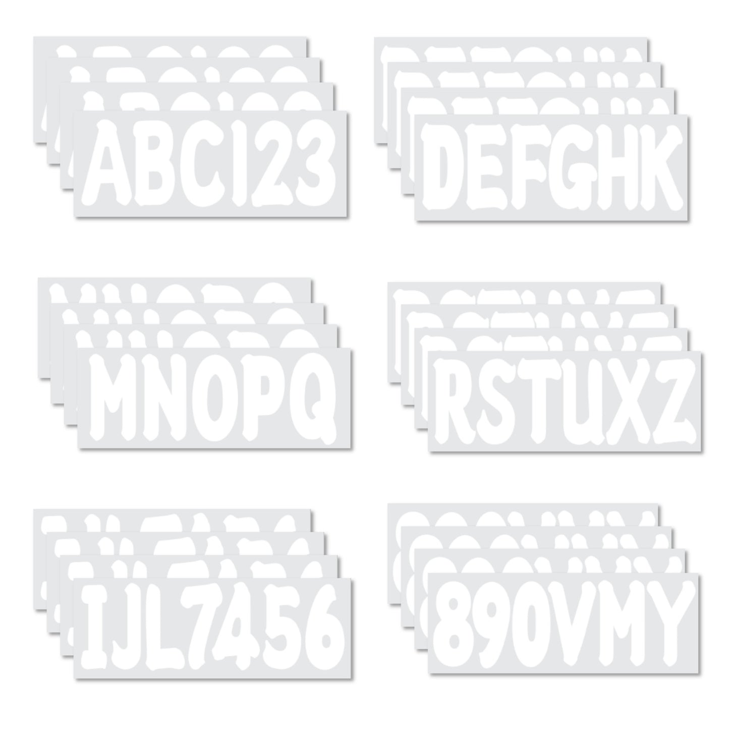 Set of 4 Custom Boat Registration Numbers Decals A-Z & 0-9 White