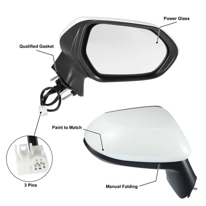 3 Pin Right Side Exterior Door Mirror Assembly for Toyota Corolla (2020–2022)