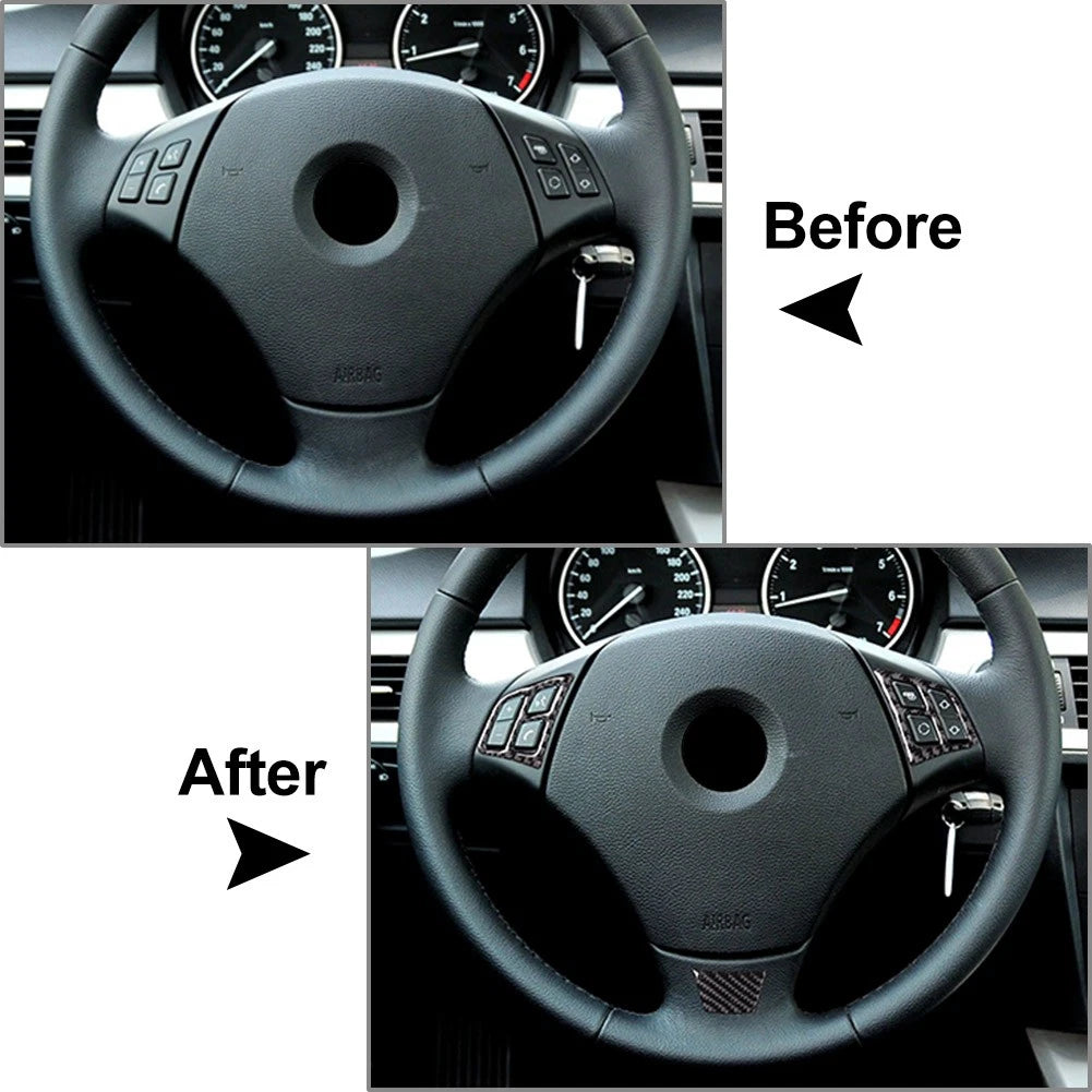 Carbon Fiber Look Steering Wheel Cover Trim for BMW 3 Series (E90–E93)