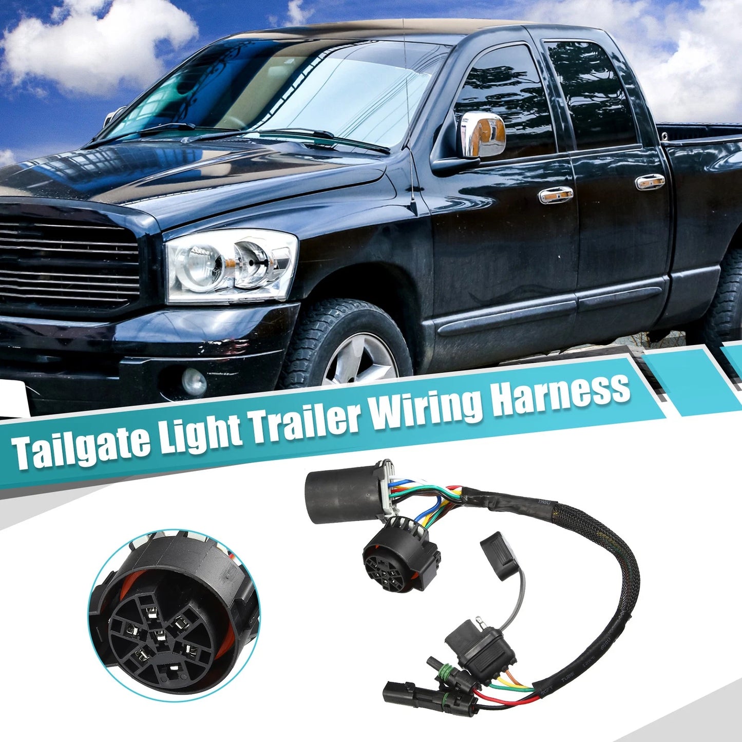 7 Pin to 4 Way Flat Trailer Wiring Harness for LED Tailgate Light Bar