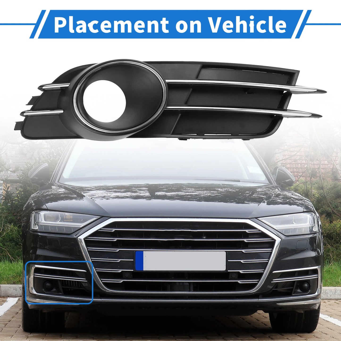 1pc Front Right Fog Light Grill for Audi A6 C7 (2011–2014) No. 4GD807682B ABS