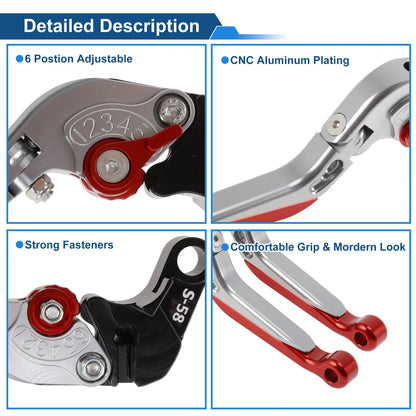 Brake Clutch Levers for Suzuki GSXR600 (2006–2025) Titanium Red End 1 Pair