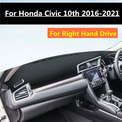 RHD PU Leather Dashboard Cover Mat for Honda Civic (2016–2021)