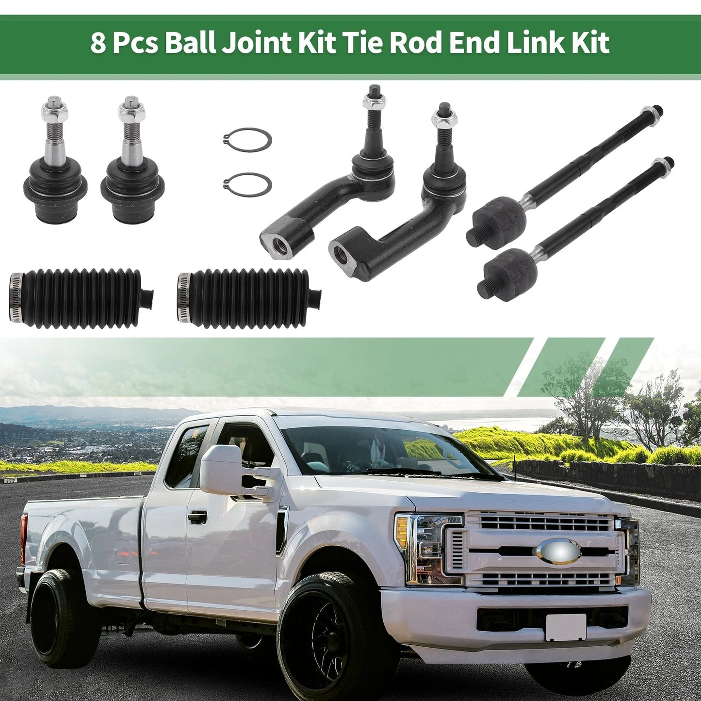 8 x Front Suspension Kit Tie Rod Ends & Lower Ball Joints for Chevrolet Aveo5 (2006-2011)