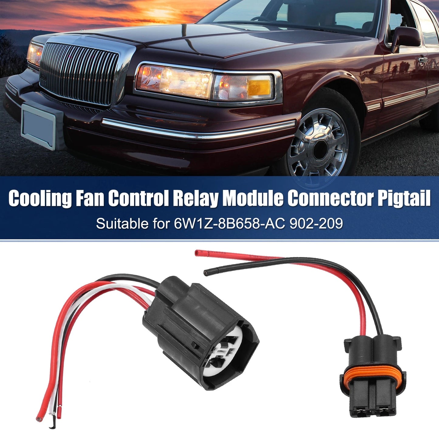 Set of 1 Cooling Fan Control Relay Plug Wire Harness for Ford Crown (902-209)