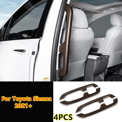4x Wood Grain Second Row Handrail Cover Trim Decor for Toyota Sienna