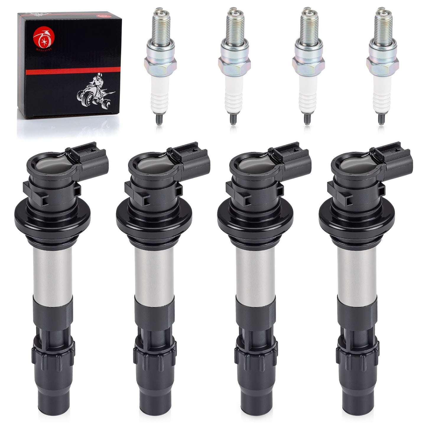 Set of 4 Ignition Coils & Iridium Spark Plugs for Suzuki GSX-R750 (2008–2023)