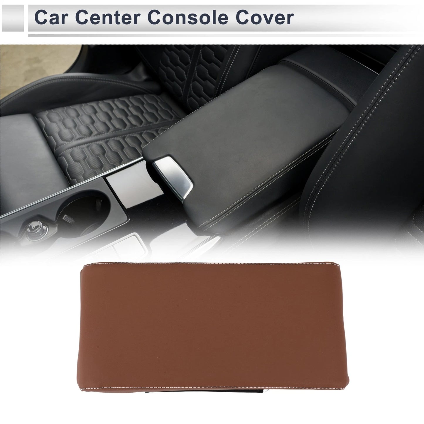 Center Console Cover for Car (12.6"x6.3"x1.97", Light Brown)